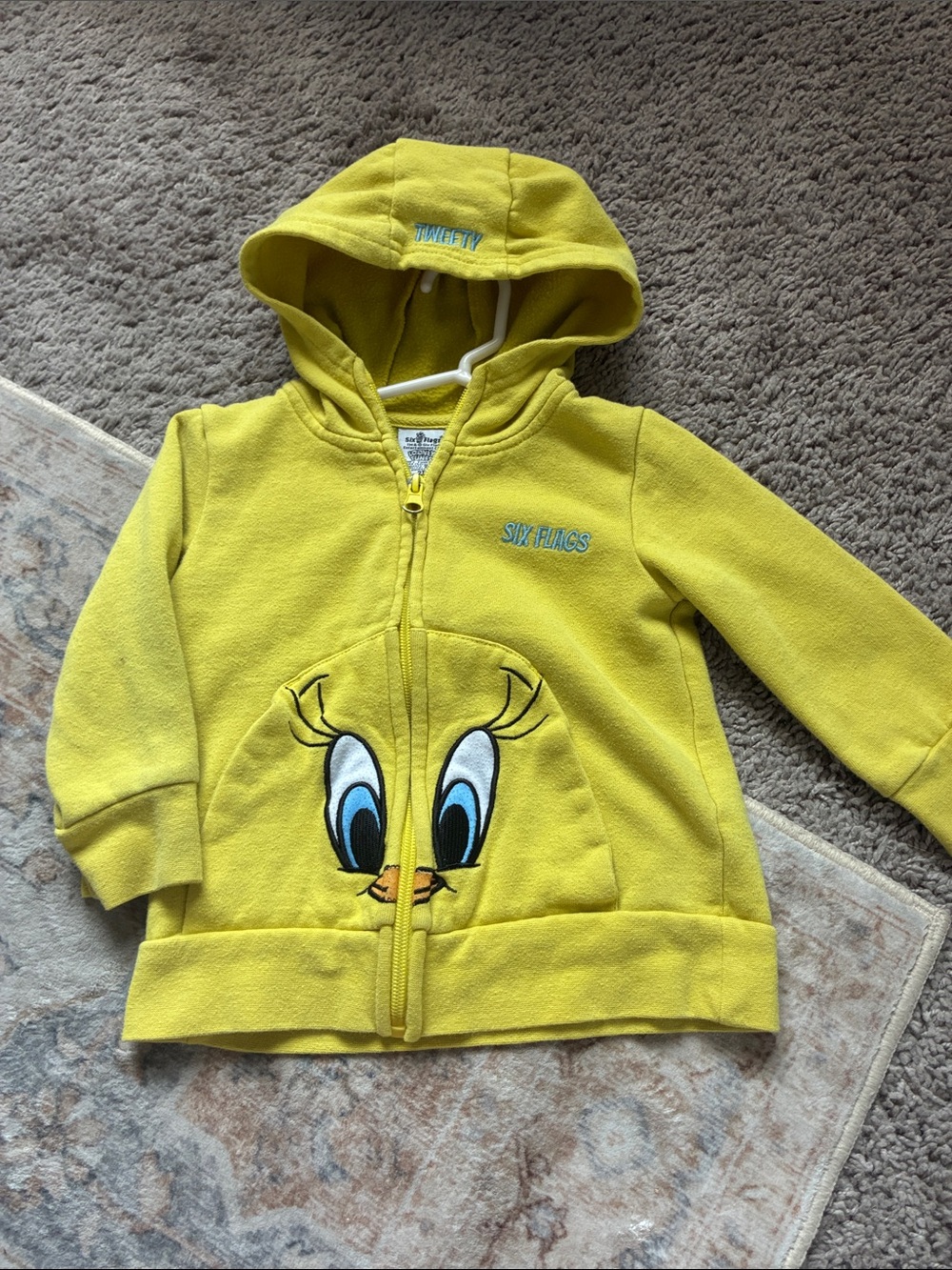 Tweety Yellow Kids' Hooded Zip Fleece -